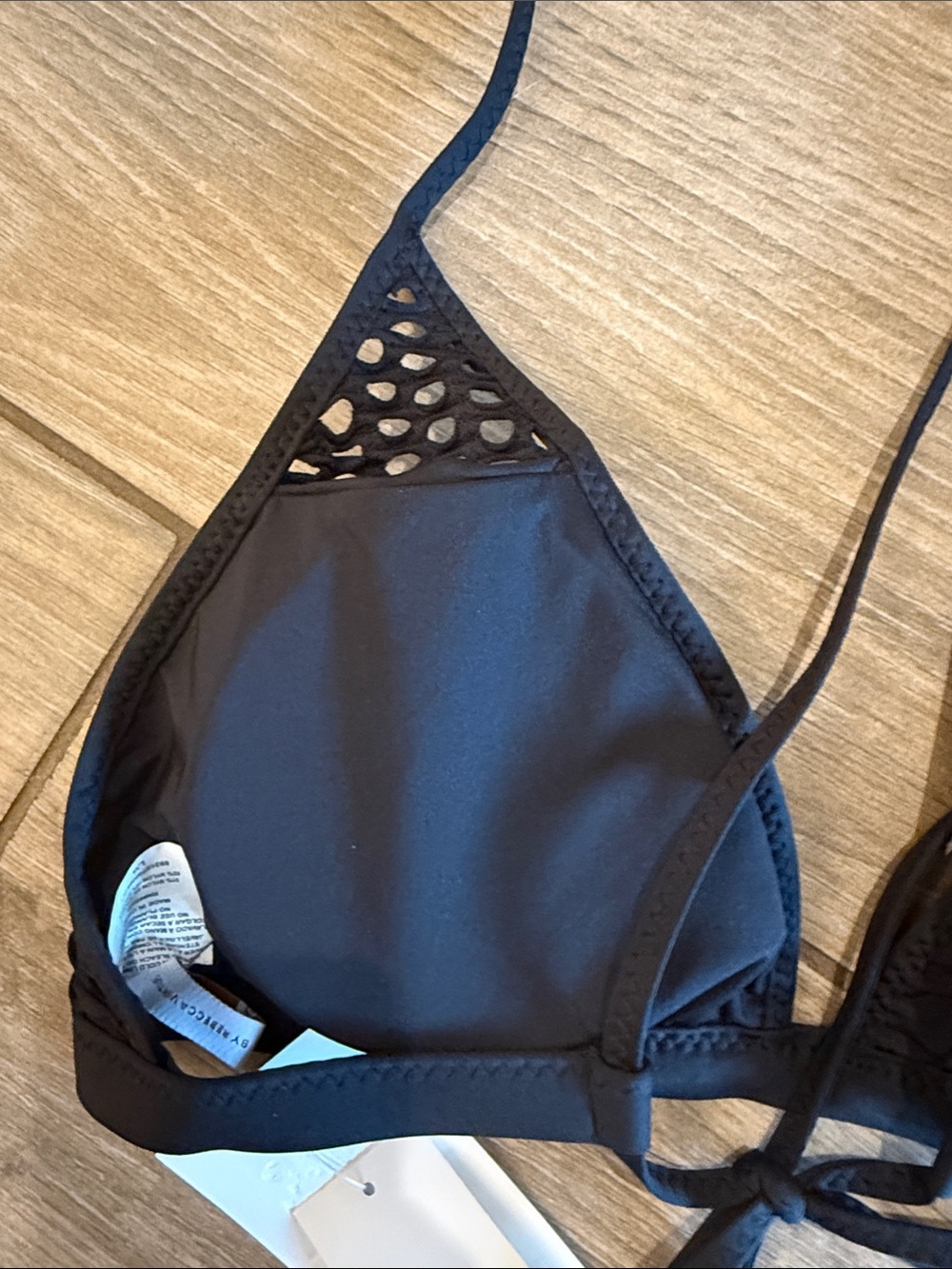 NWT BECCA Black Textured Triangle Bikini Top - Picture 8 of 8